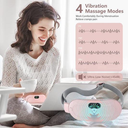 Period Cramp Relief Massager & Heating Pad – 3Temperature, 4-Massage Modes, Device Menstrual Period Pain Relief (Pink A)
