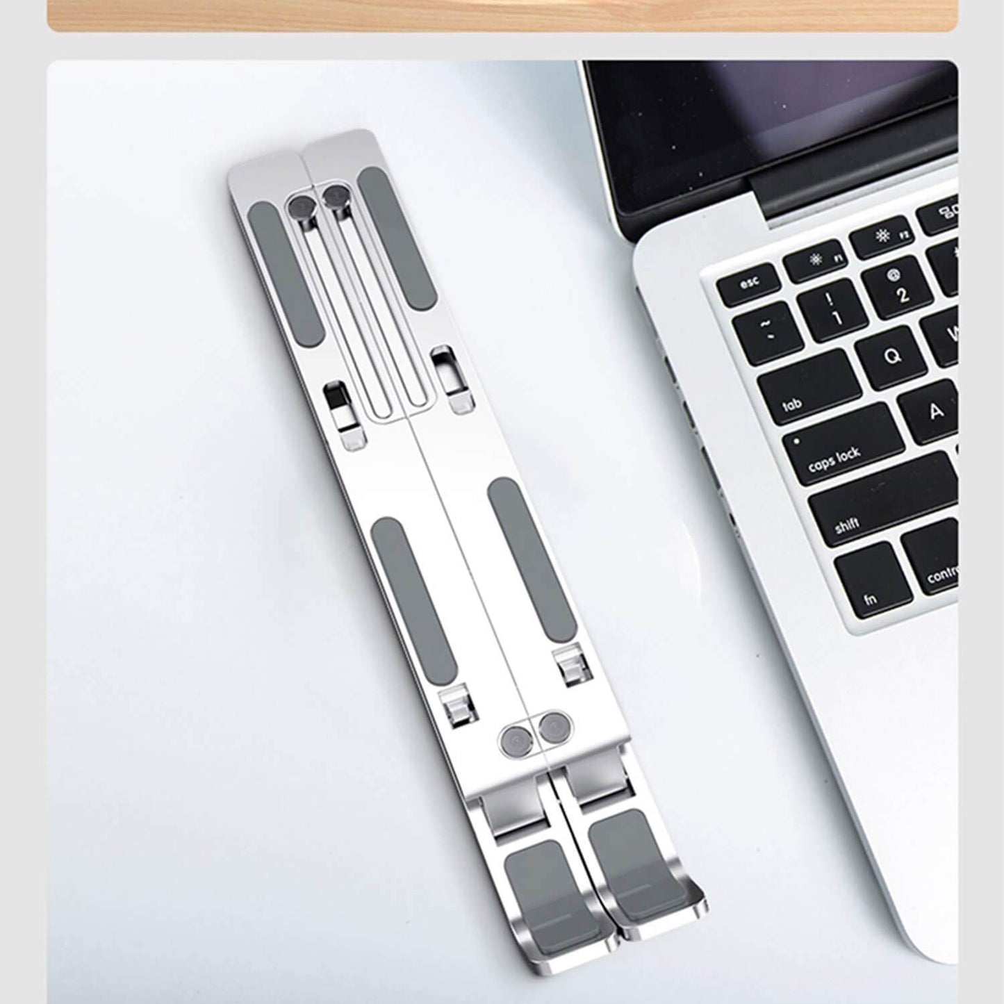Aluminum Laptop Tablet Stand Fold-Up Adjustable, Ventilated, Portable Holder– Strong. Adjustable. Ergonomic.