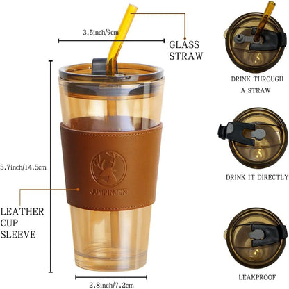 Premium Coffee & Water Glass – Stylish, Leak-Proof & Reusable!