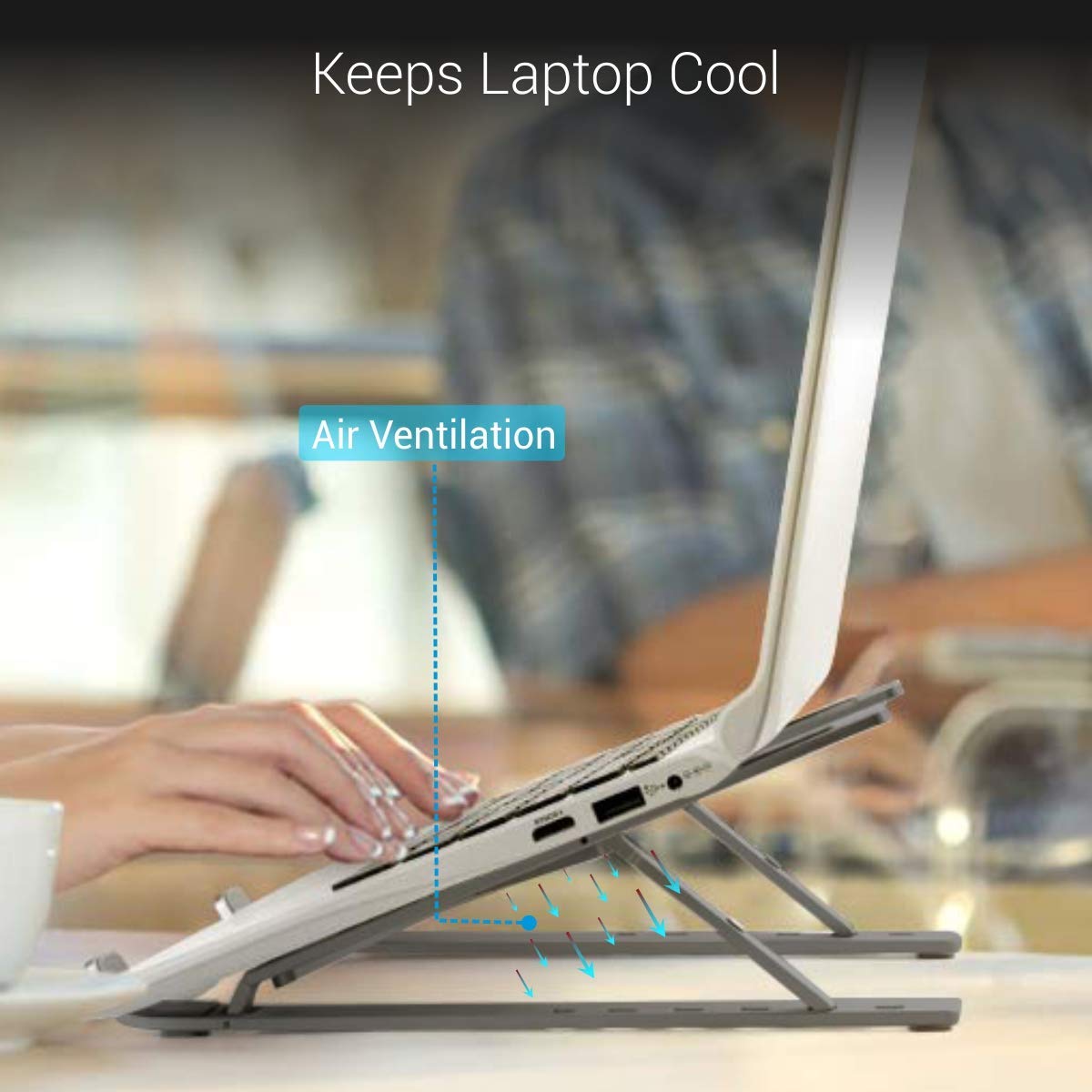 Aluminum Laptop Tablet Stand Fold-Up Adjustable, Ventilated, Portable Holder– Strong. Adjustable. Ergonomic.