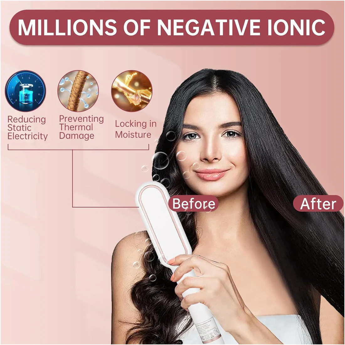 Hair Straightener Comb – Fast Heating, Anti-Scald & 5 Temperature Settings | Perfect for Home & Travel Styling