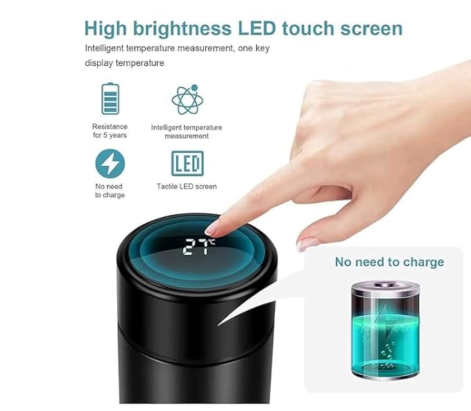 Smart Temperature Water Bottle –Smart Flask 500ml with LED Temperature Display | Sip Smart, Stay Hydrated!