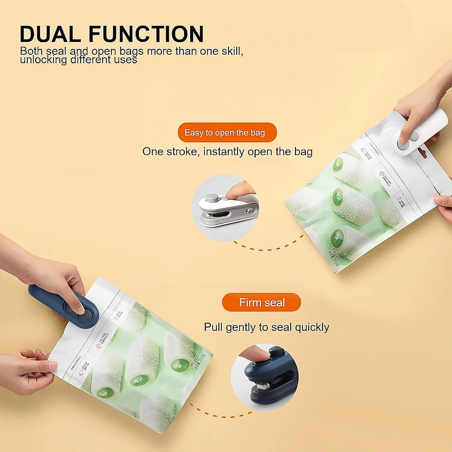 Portable Plastic Bag Sealing Machine 2 in 1 USB Rechargeable Magnetic Heat Sealing & Cutting, Portable Handheld Vacuum Sealer for Food, Snacks, Chips, Fresh Storage, Plastic Bags Sealing Machine