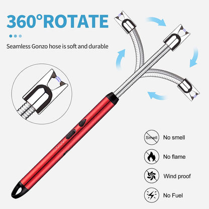 Rechargeable Electric Lighter – USB Arc Lighter for Candles, Gas, Kitchen Use | Windproof, Flameless, 360° Flexible Neck | Eco-Friendly & Multi-Purpose
