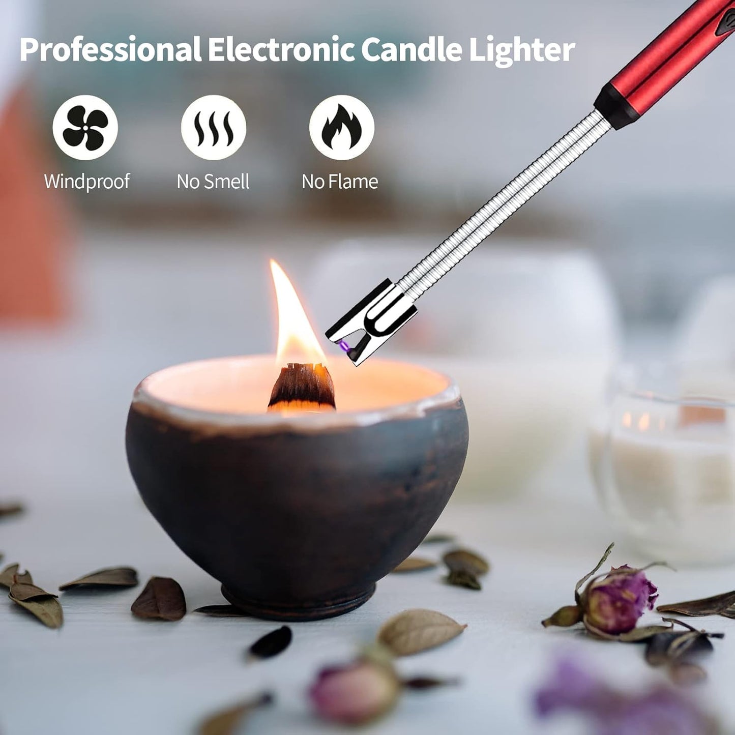 Rechargeable Electric Lighter – USB Arc Lighter for Candles, Gas, Kitchen Use | Windproof, Flameless, 360° Flexible Neck | Eco-Friendly & Multi-Purpose
