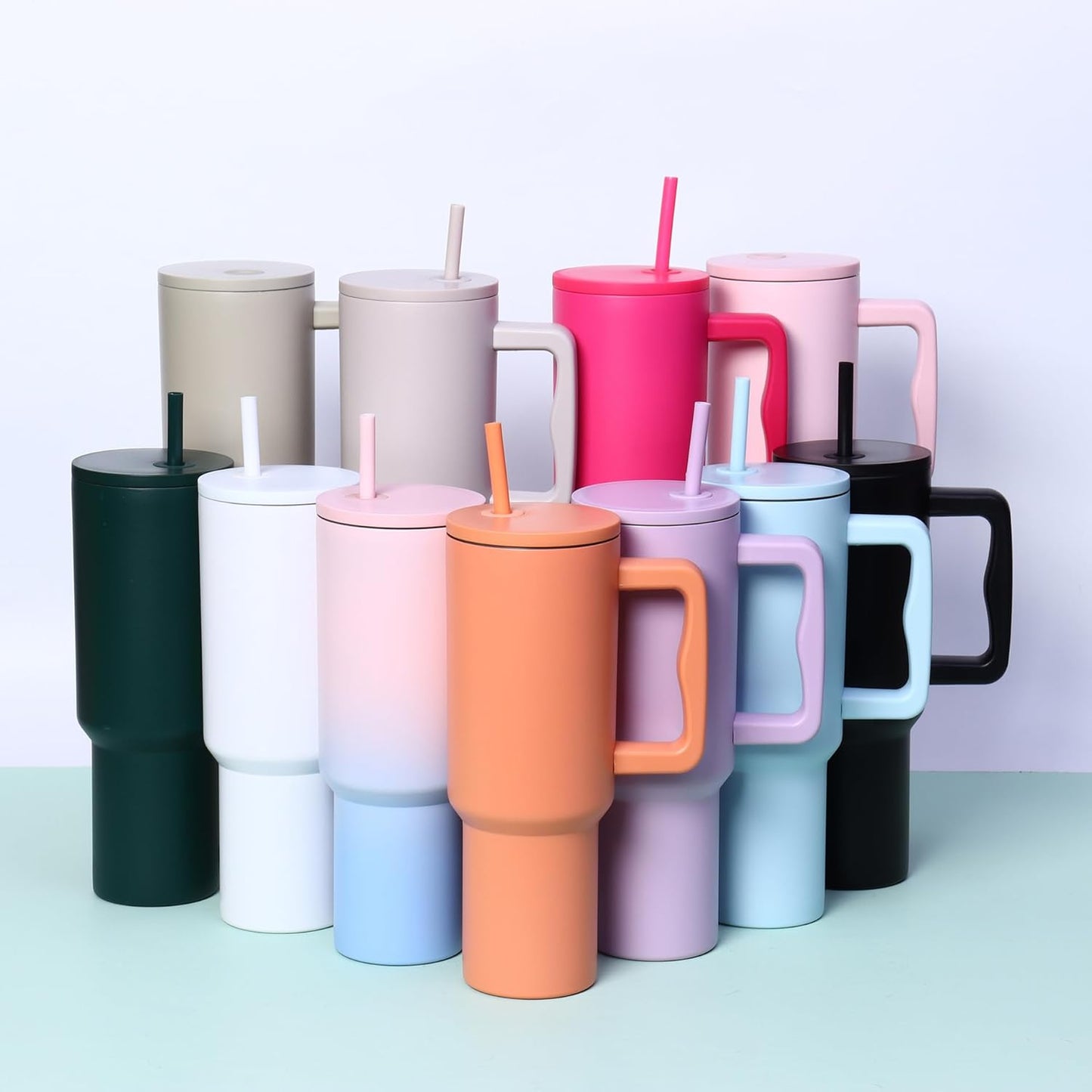 Pink Gradient Tumbler – Stylish, Durable & Travel-Friendly! 1200 ML Tumbler with Lid and Straw, Leakproof Double Insulated Mug
