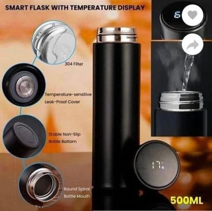 Smart Temperature Water Bottle –Smart Flask 500ml with LED Temperature Display | Sip Smart, Stay Hydrated!