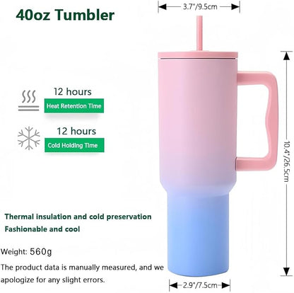 Pink Gradient Tumbler – Stylish, Durable & Travel-Friendly! 1200 ML Tumbler with Lid and Straw, Leakproof Double Insulated Mug