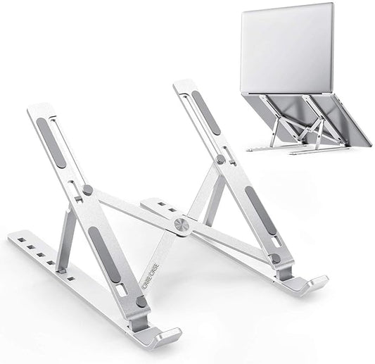 Aluminum Laptop Tablet Stand Fold-Up Adjustable, Ventilated, Portable Holder– Strong. Adjustable. Ergonomic.