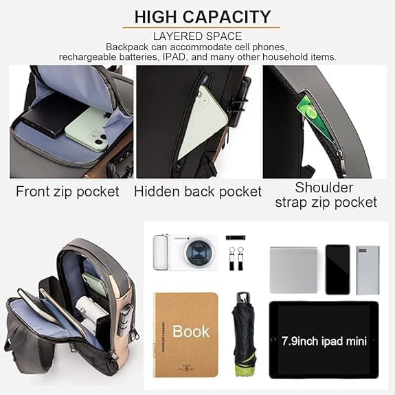 Travel Anti-Theft Crossbody Bag – USB Charging Sport Sling With Password Lock For Men And Women