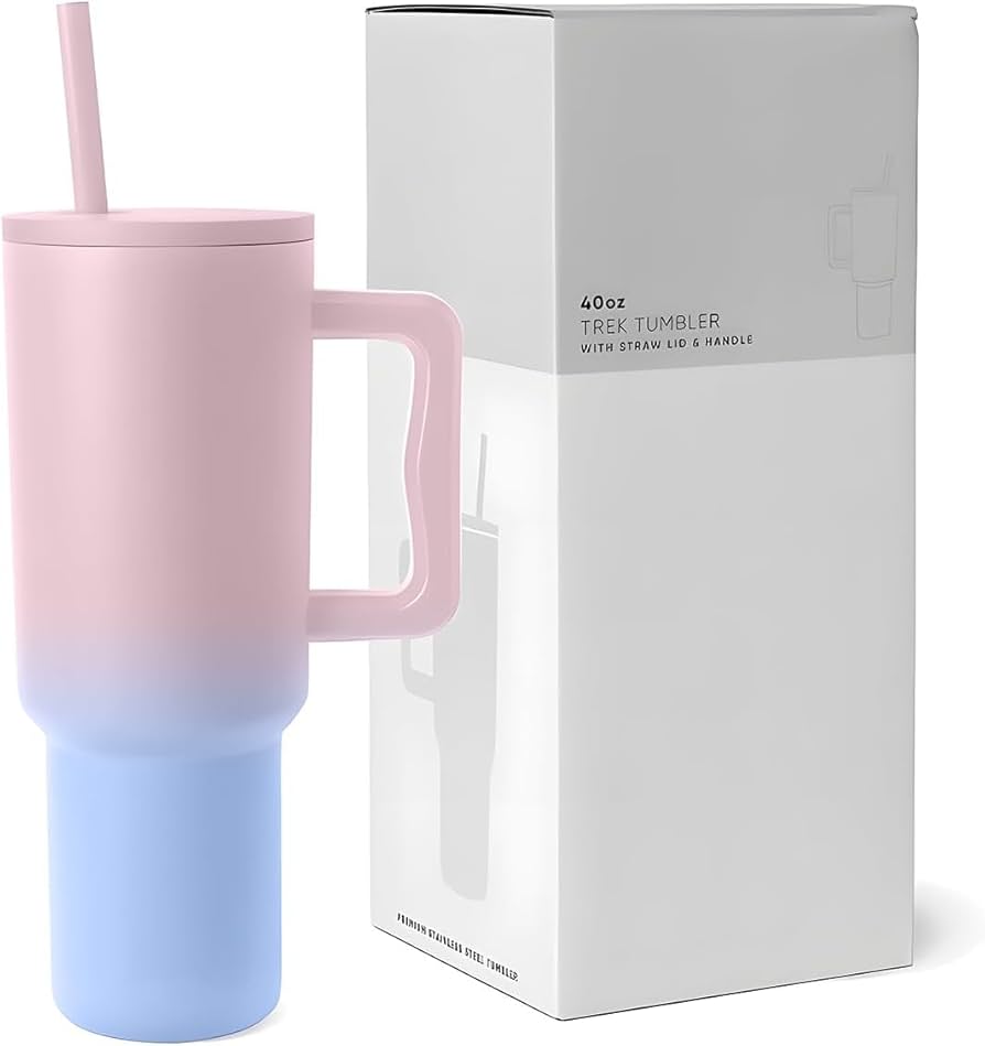 Pink Gradient Tumbler – Stylish, Durable & Travel-Friendly! 1200 ML Tumbler with Lid and Straw, Leakproof Double Insulated Mug