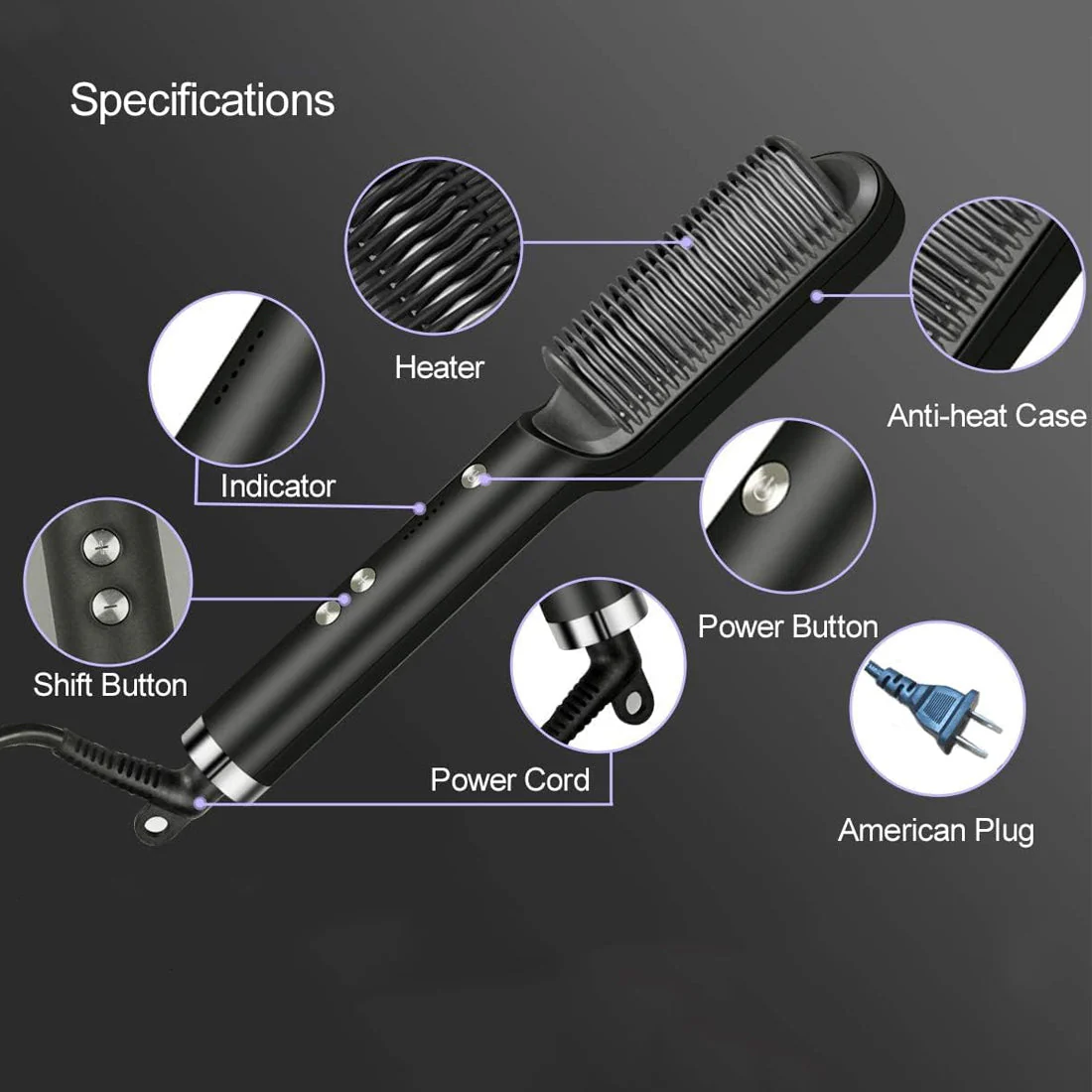 Hair Straightener Comb – Fast Heating, Anti-Scald & 5 Temperature Settings | Perfect for Home & Travel Styling