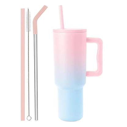 Pink Gradient Tumbler – Stylish, Durable & Travel-Friendly! 1200 ML Tumbler with Lid and Straw, Leakproof Double Insulated Mug