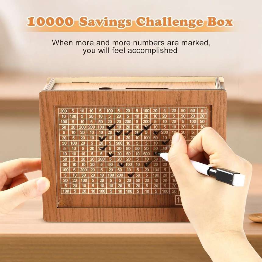 Wooden Piggy Bank for Saving Money Challenges | Safe, Stylish and Fun for All Ages!