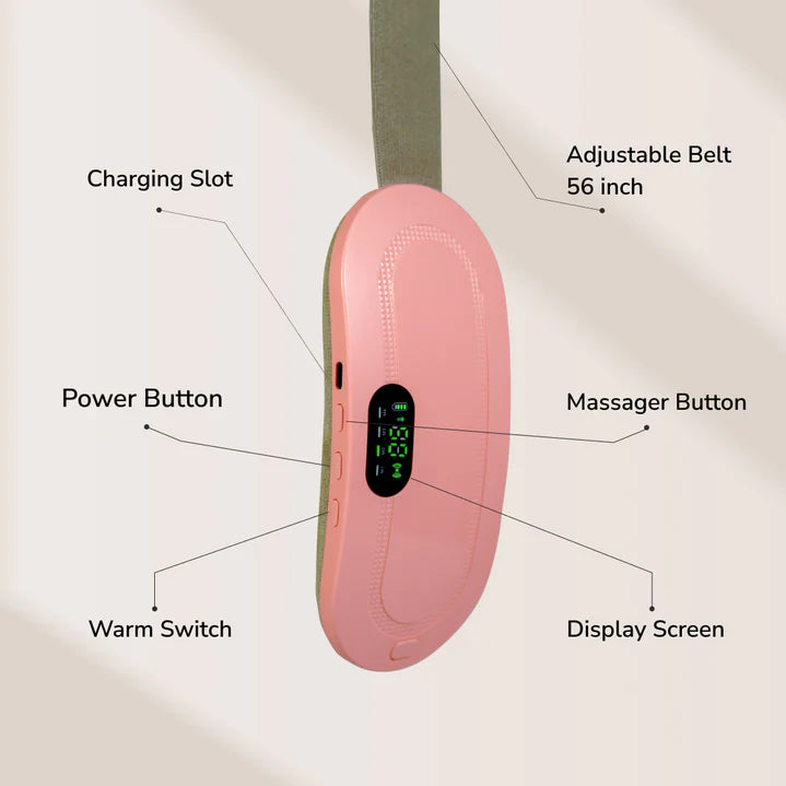 Period Cramp Relief Massager & Heating Pad – 3Temperature, 4-Massage Modes, Device Menstrual Period Pain Relief (Pink A)