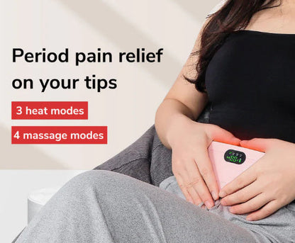 Period Cramp Relief Massager & Heating Pad – 3Temperature, 4-Massage Modes, Device Menstrual Period Pain Relief (Pink A)