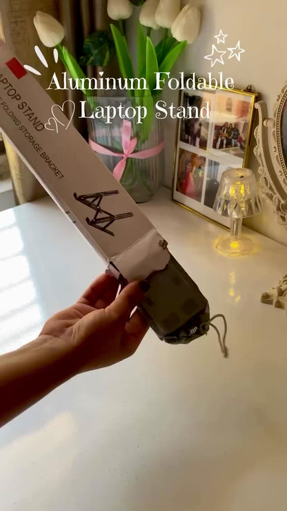 Aluminum Laptop Tablet Stand Fold-Up Adjustable, Ventilated, Portable Holder– Strong. Adjustable. Ergonomic.